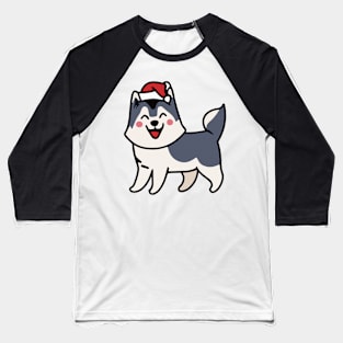 Husky Santa Dog Lover Malamute Baseball T-Shirt